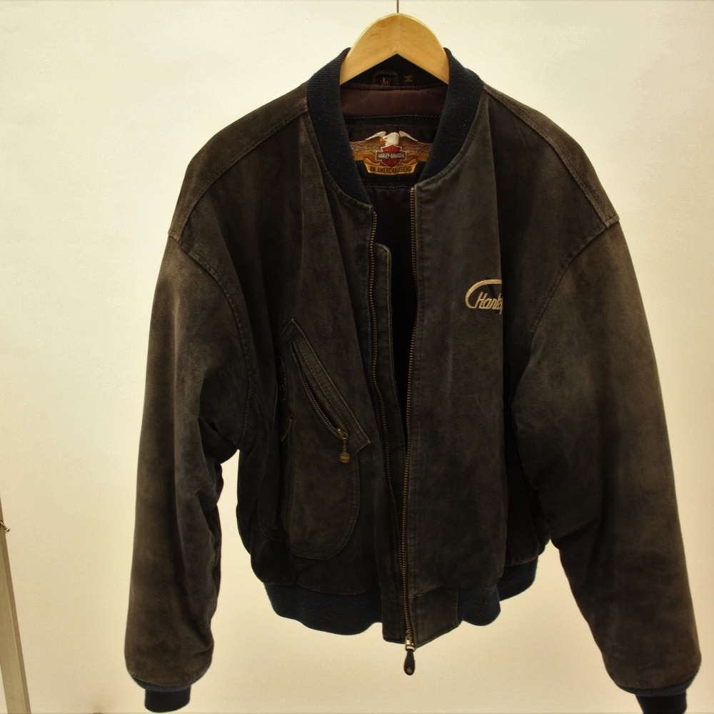 Harely davidson seude bomber jacket w/ gloves